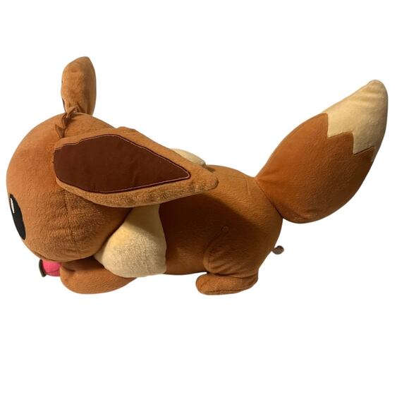 1997 Pokemon Sleeping Eevee Plush Stuffed Toy Brown 16" Long - Nintendo - Picture 2 of 3
